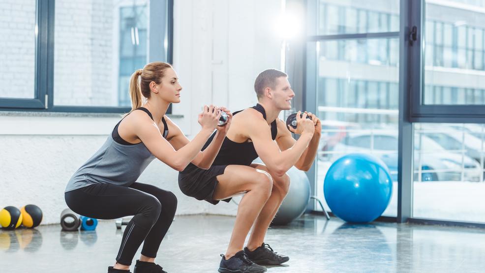 two people exercising